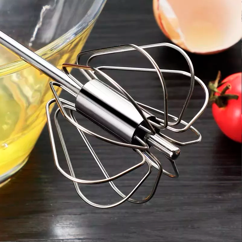 Batidor de Huevos Semiautomático de Acero Inoxidable